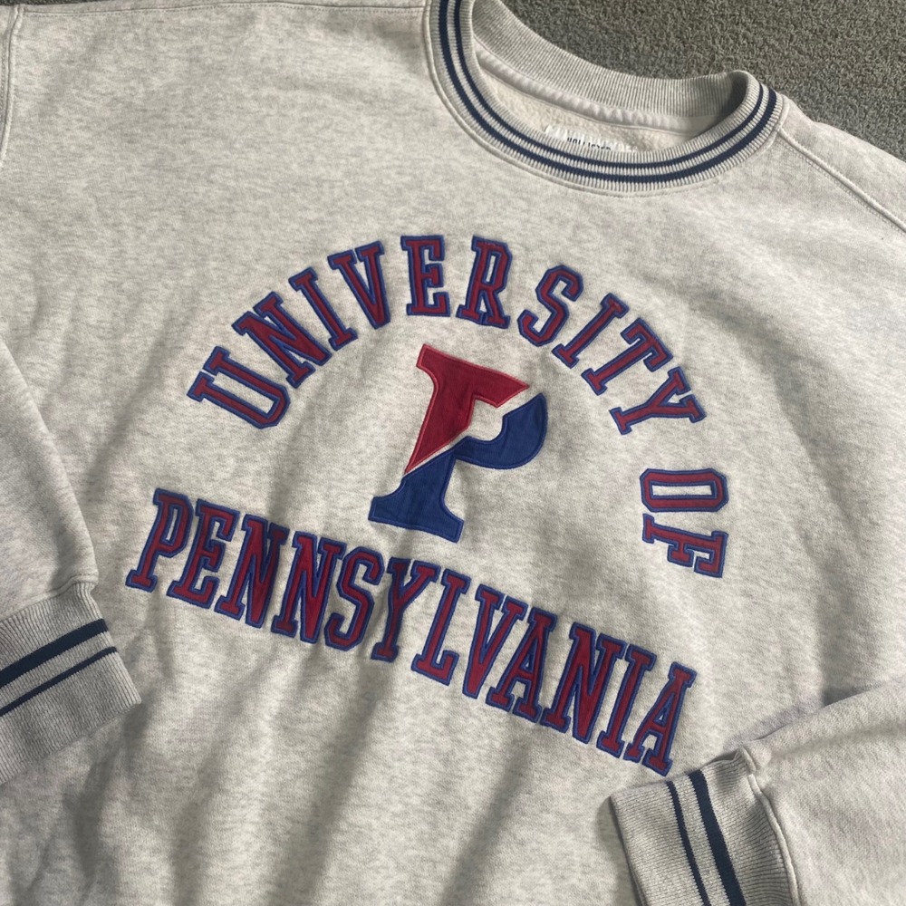Hollister UPenn Sweatshirt Mens Large Gray Boxy Fit University of Pennsylvania